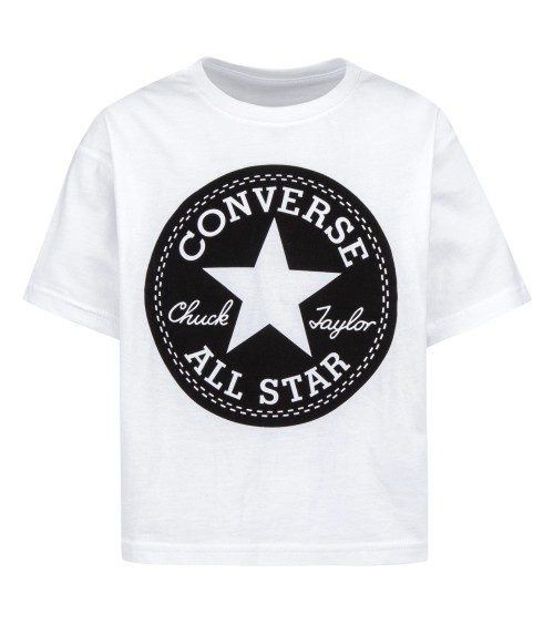 CONVERSE MAGLIETTA A MANICHE CORTE PER BAMBINI BIANCA