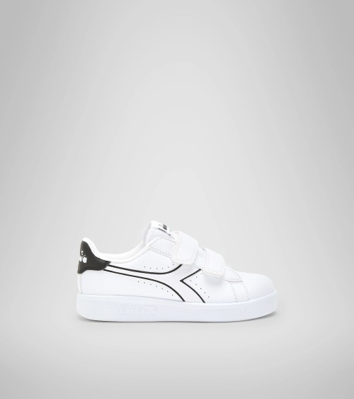 DIADORA GAME P PS, SCARPE DA GINNASTICA UNISEX - BAMBINI E RAGAZZI, WHITE WHITE BLACK, 33 EU
