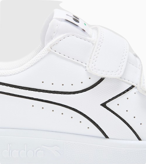 DIADORA GAME P PS, SCARPE DA GINNASTICA UNISEX - BAMBINI E RAGAZZI, WHITE WHITE BLACK, 33 EU