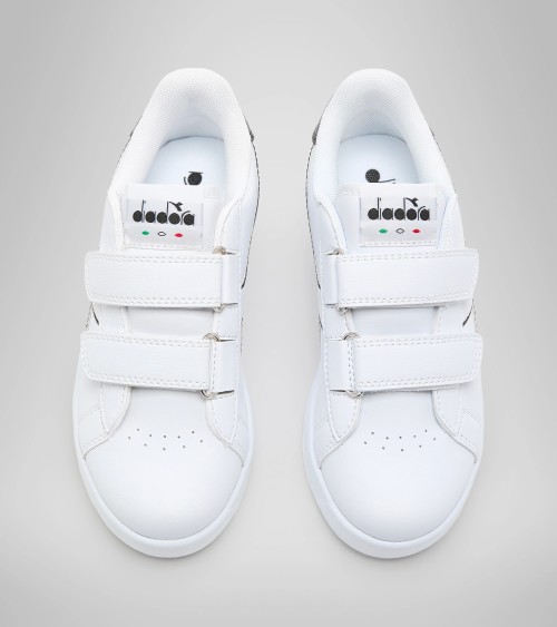 DIADORA GAME P PS, SCARPE DA GINNASTICA UNISEX - BAMBINI E RAGAZZI, WHITE WHITE BLACK, 33 EU